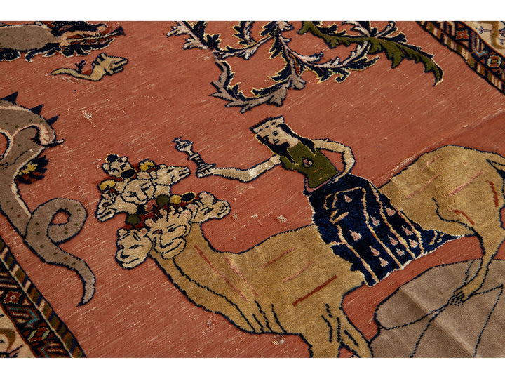 Antique Persian Tabriz Wool Rug 4 X 6