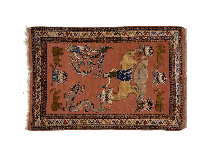 Antique Persian Tabriz Wool Rug 4 X 6