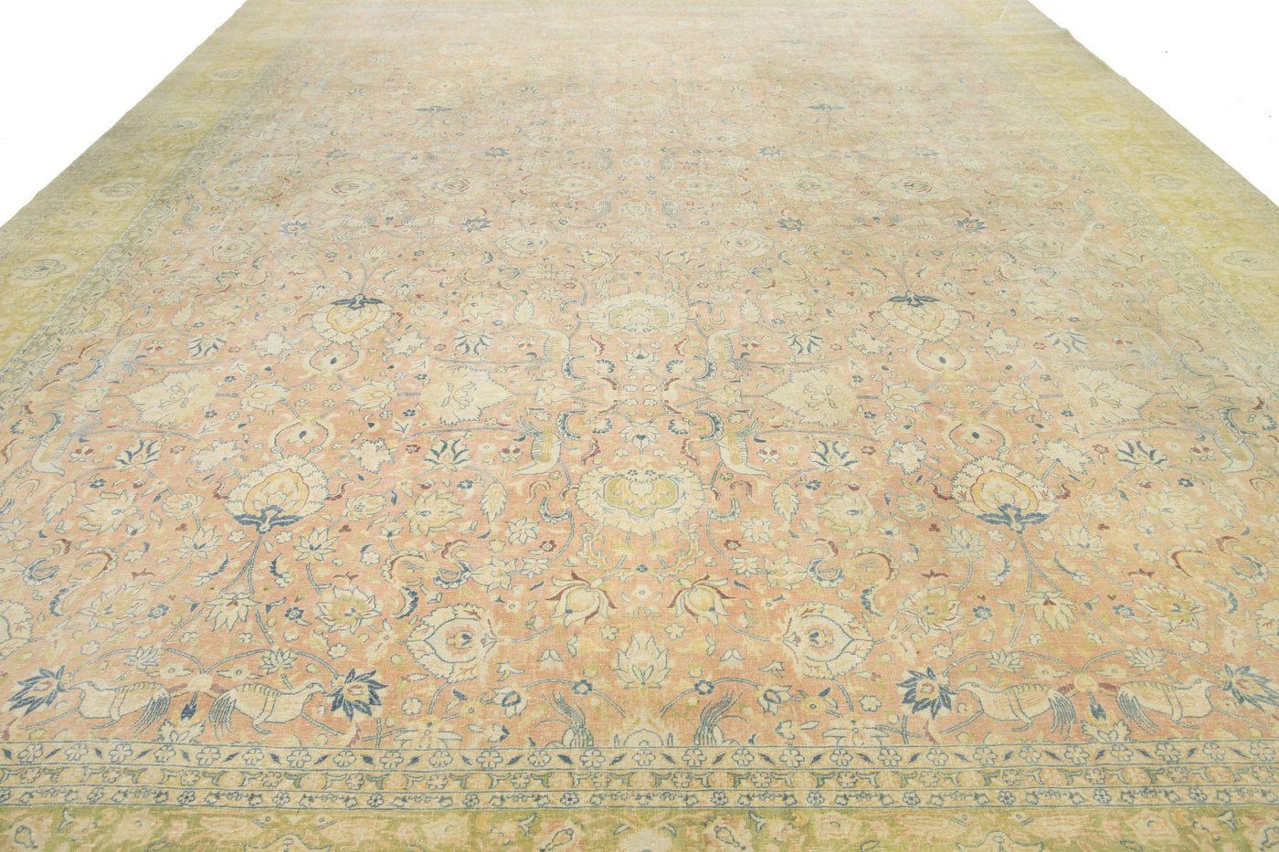 Antique Tabriz Wool Rug 13 X 16