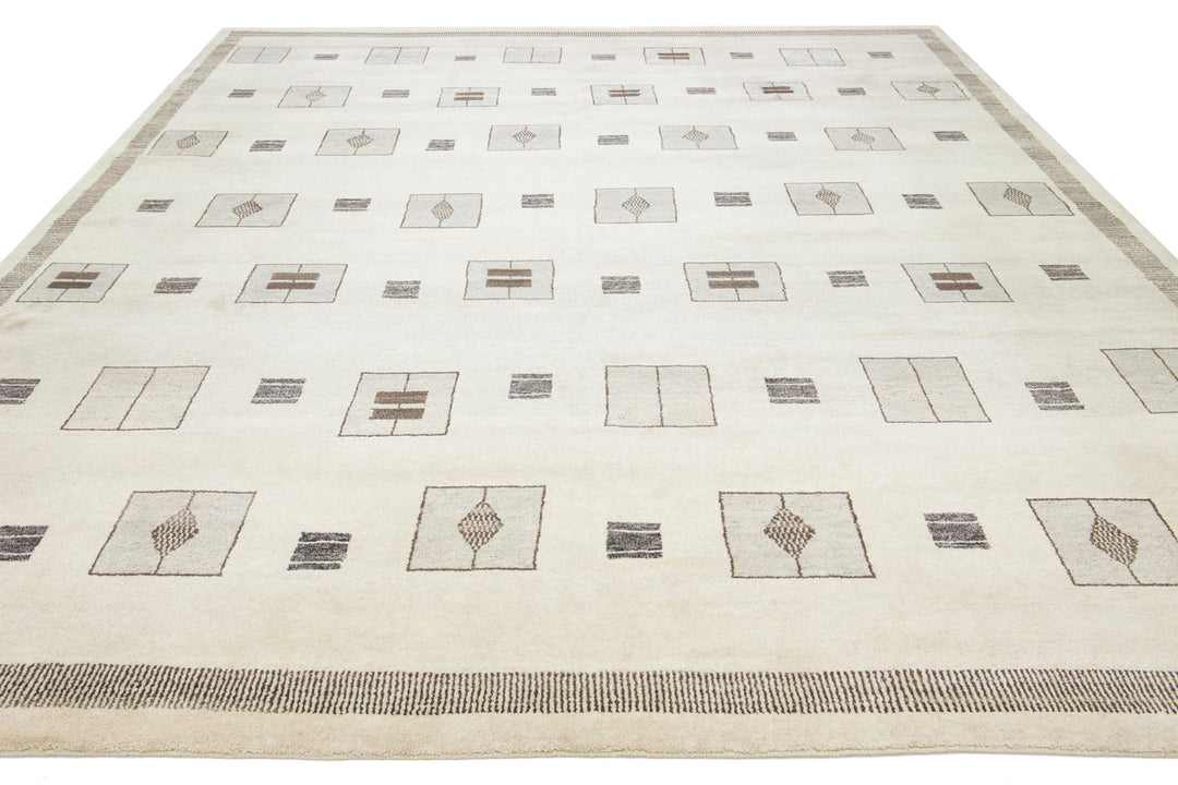 Modern Moroccan Wool Rug 12 X 15