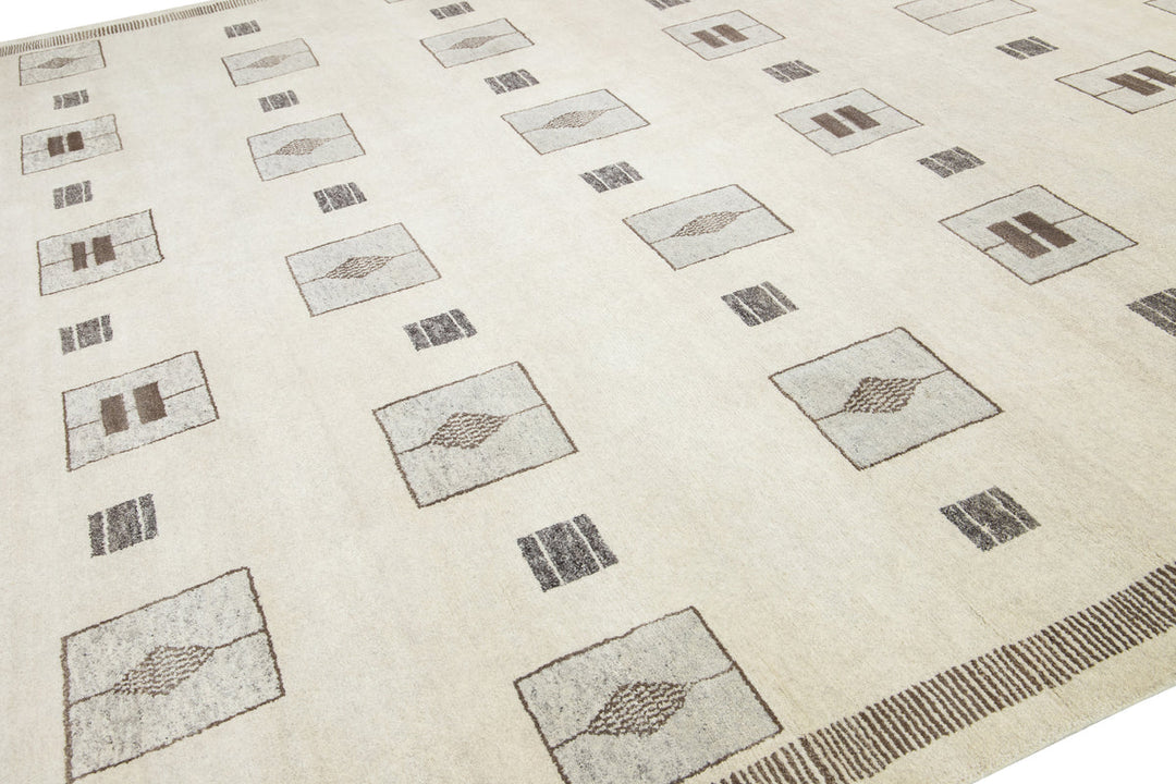 Modern Moroccan Wool Rug 12 X 15