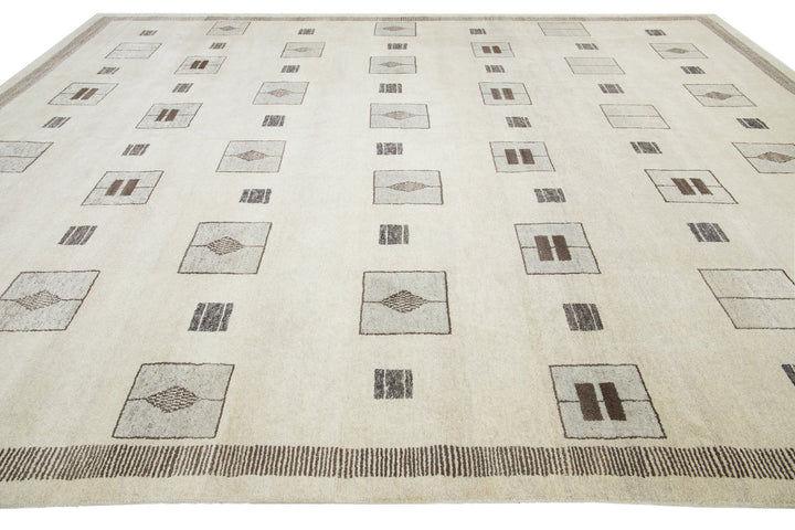 Modern Moroccan Wool Rug 12 X 15