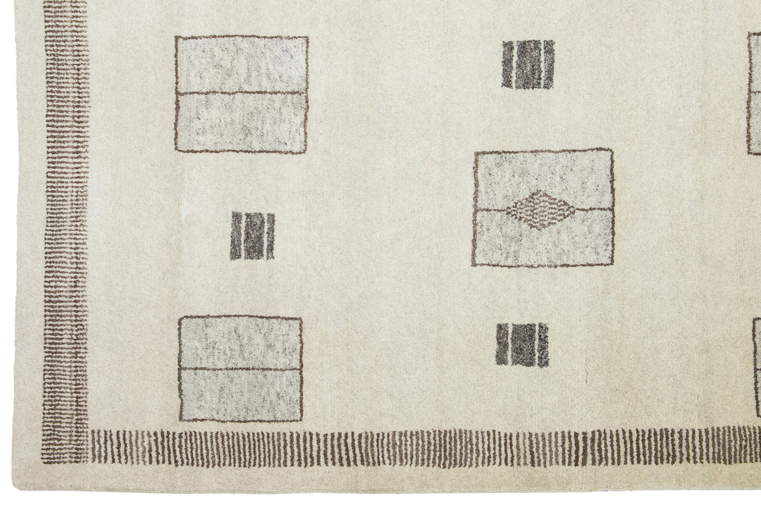 Modern Moroccan Wool Rug 12 X 15