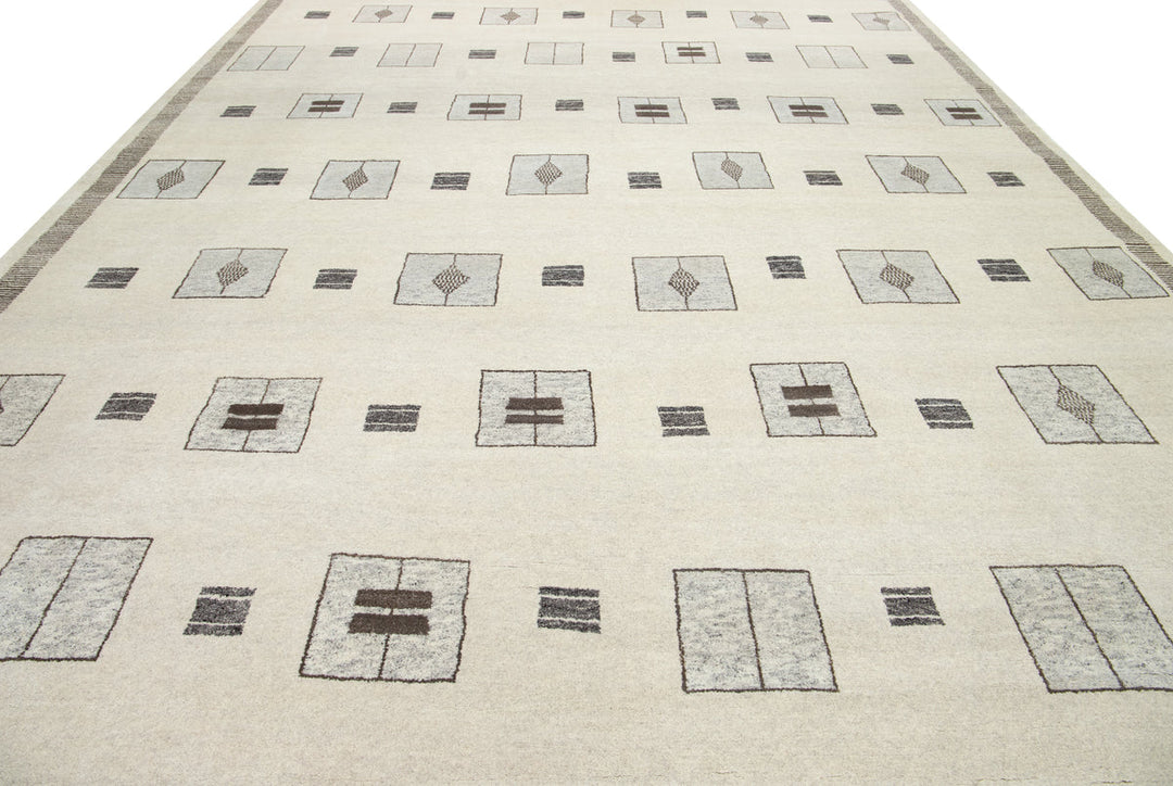 Modern Moroccan Wool Rug 12 X 15