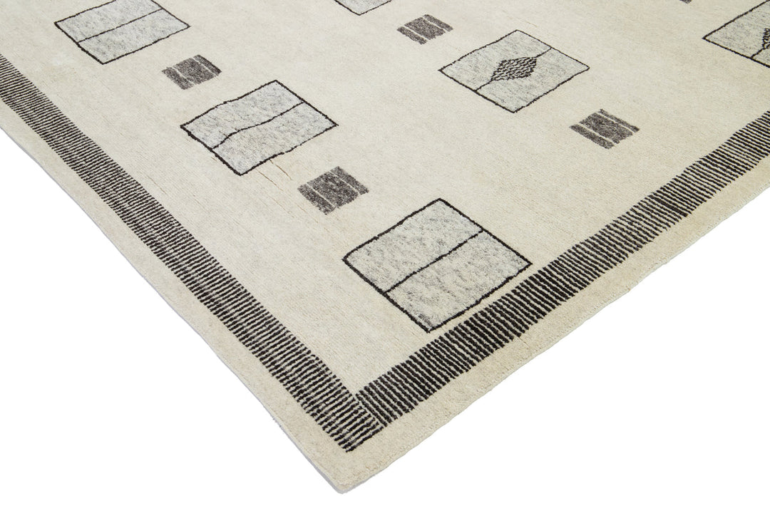 Modern Moroccan Wool Rug 12 X 15