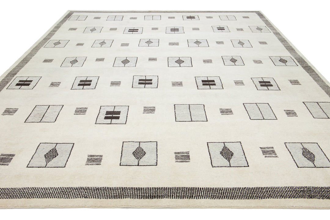 Modern Moroccan Wool Rug 12 X 15