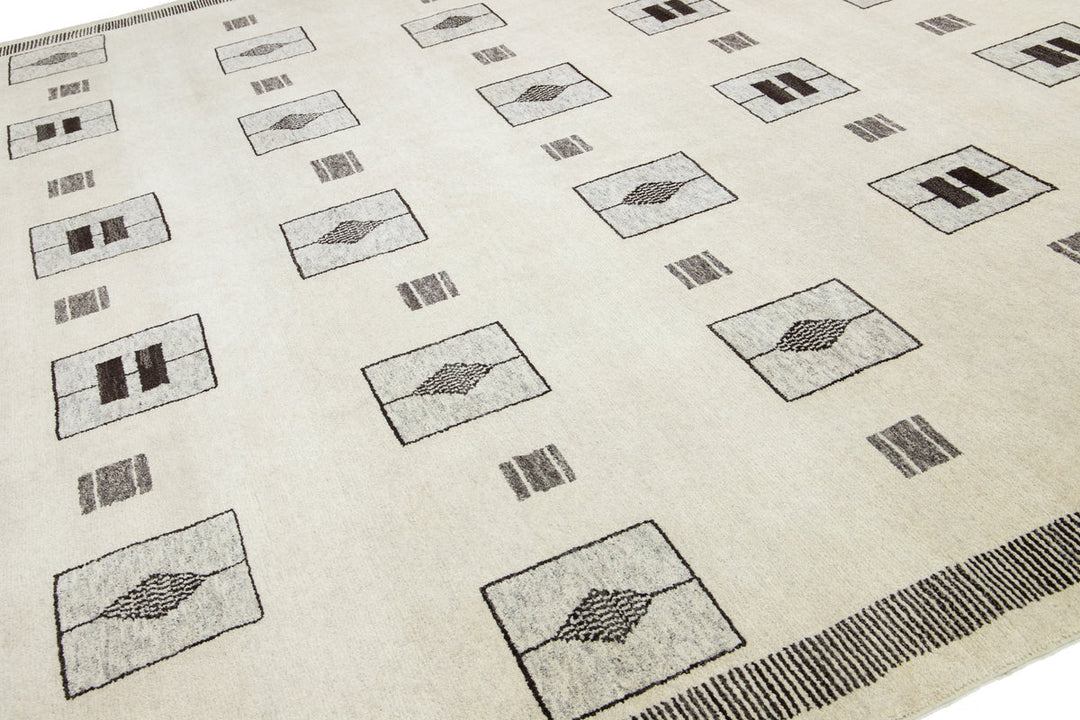 Modern Moroccan Wool Rug 12 X 15
