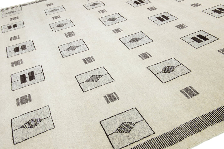 Modern Moroccan Wool Rug 12 X 15
