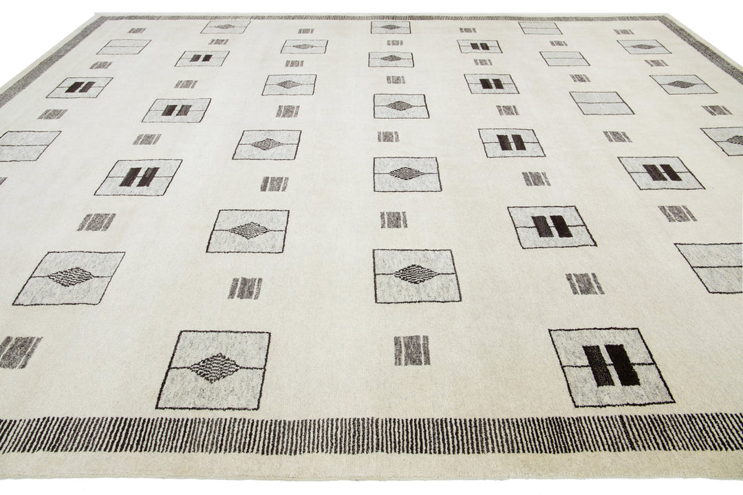 Modern Moroccan Wool Rug 12 X 15