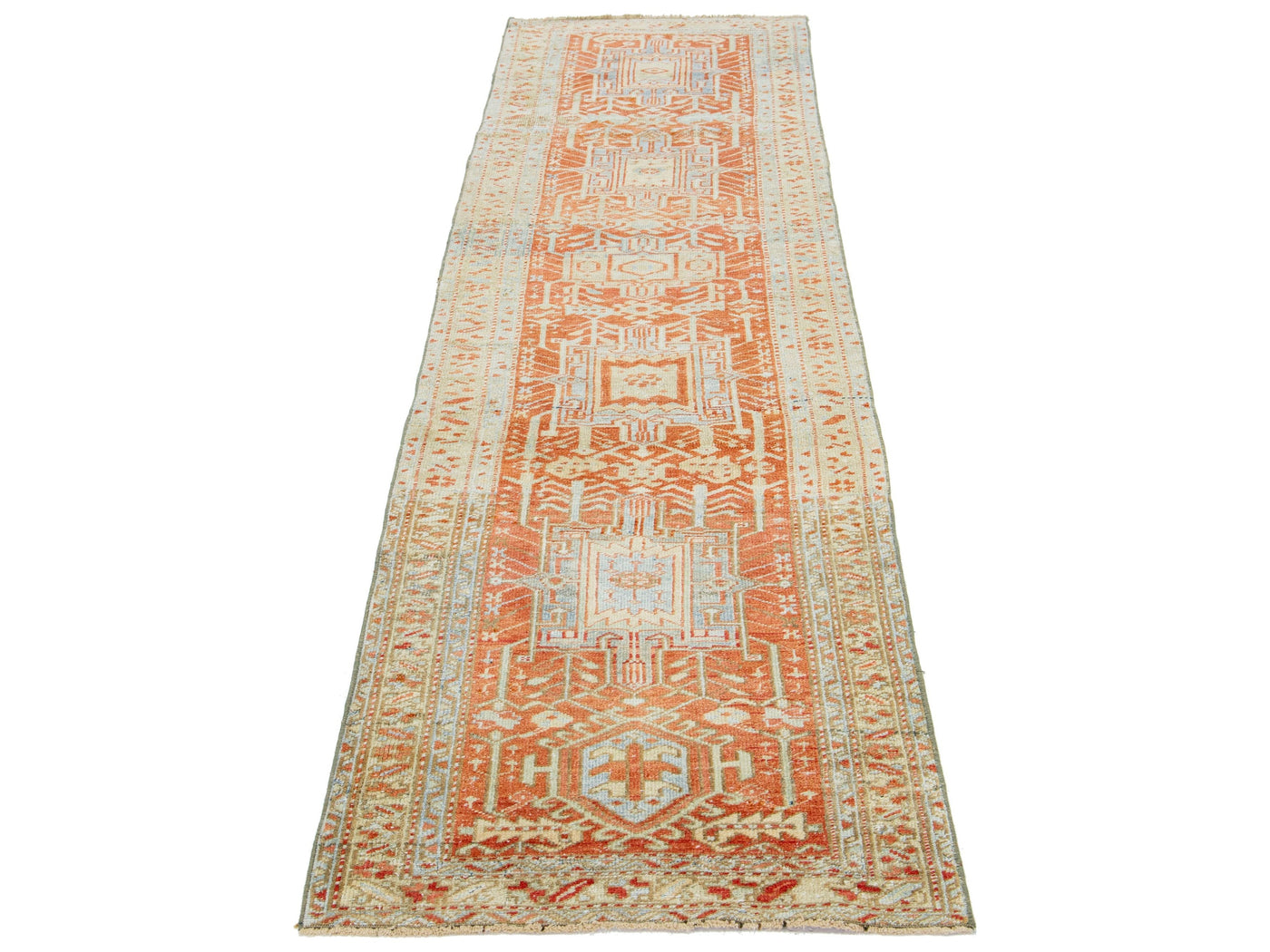 Antique Heriz Wool Runner 3 X 9