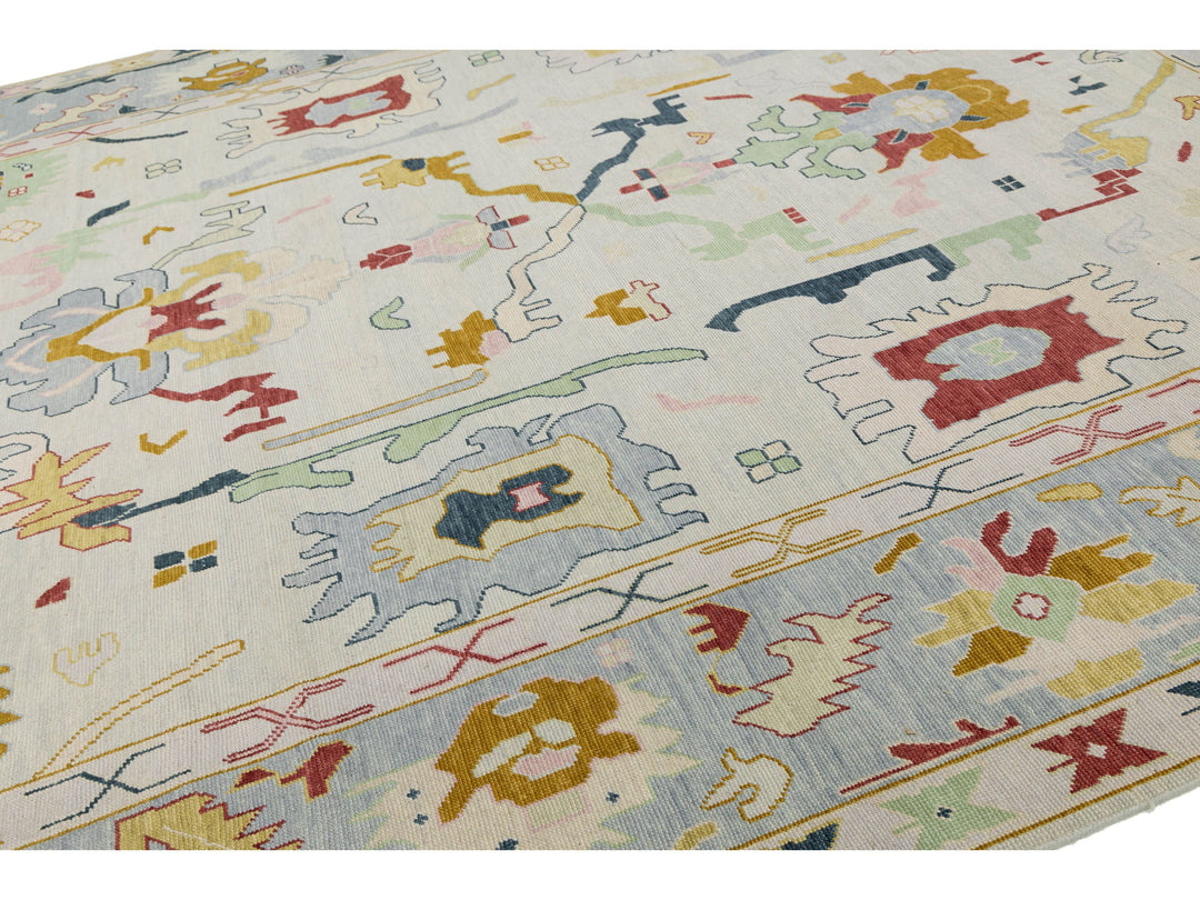 Modern Oushak Wool Rug 12 X 15