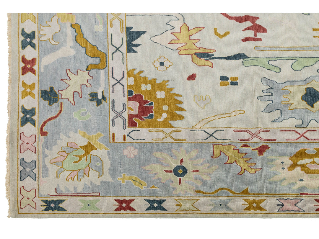 Modern Oushak Wool Rug 12 X 15