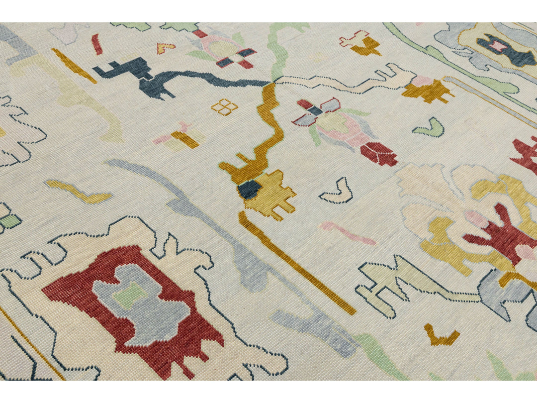 Modern Oushak Wool Rug 12 X 15