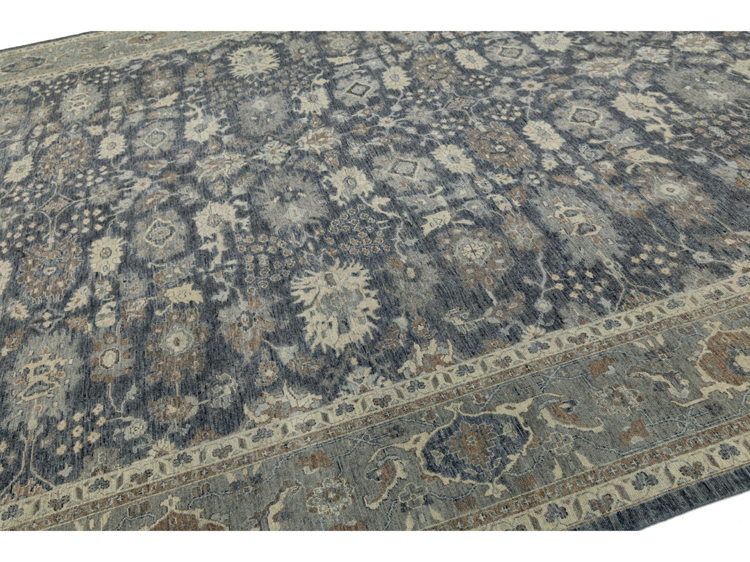 Modern Oushak Wool Rug 12 X 15