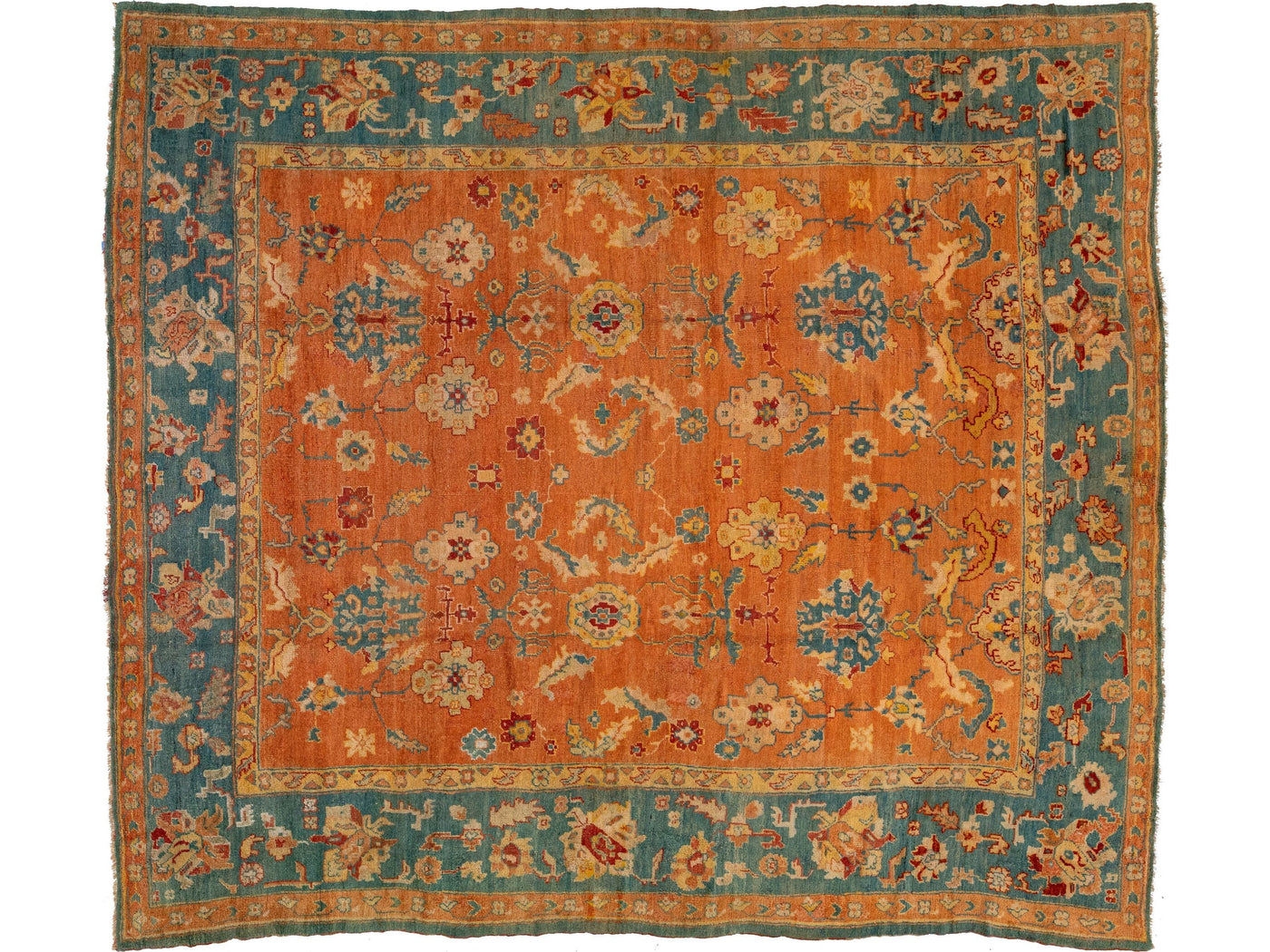 Antique Turkish Oushak Wool Rug 13 X 14