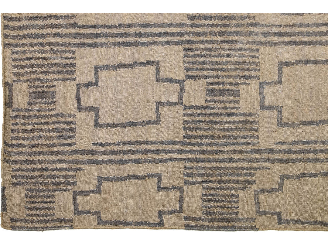 Modern Dhurrie Natural Jute Rug 13 X 15