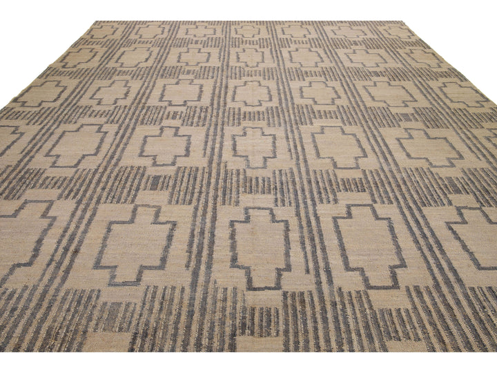 Modern Dhurrie Natural Jute Rug 13 X 15