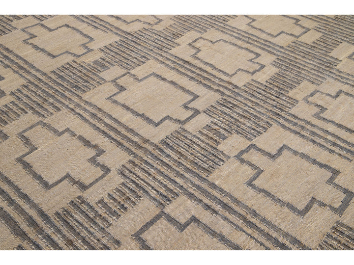 Modern Dhurrie Natural Jute Rug 13 X 15