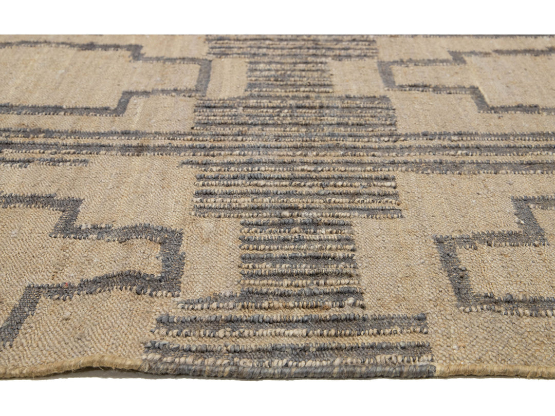 Modern Dhurrie Natural Jute Rug 13 X 15