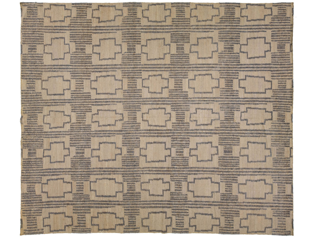 Modern Dhurrie Natural Jute Rug 13 X 15