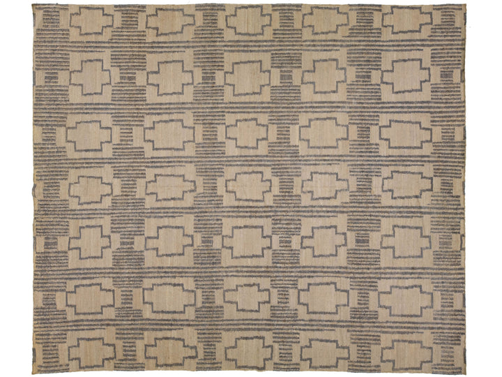 Modern Dhurrie Natural Jute Rug 13 X 15