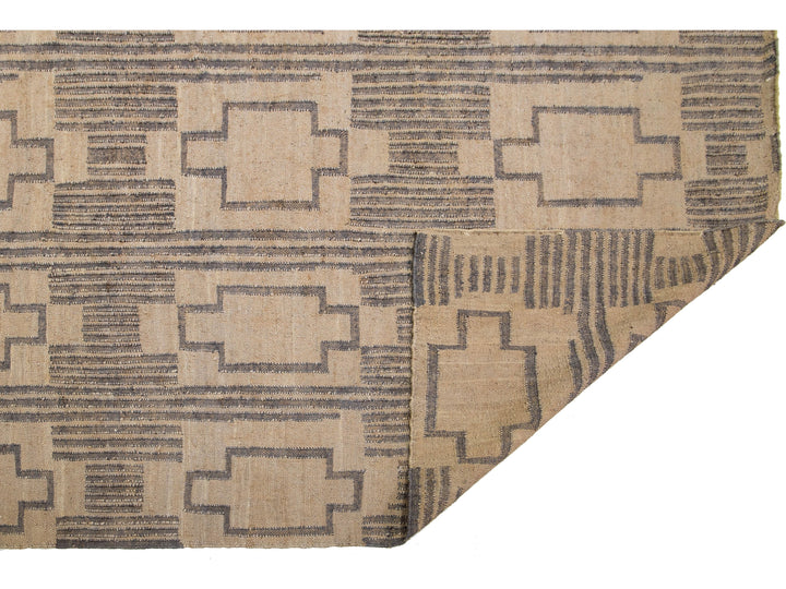Modern Dhurrie Natural Jute Rug 13 X 16