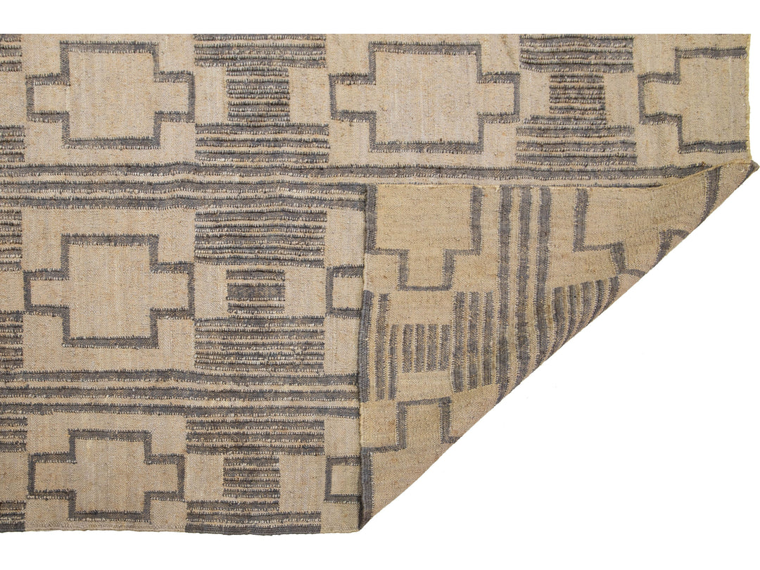 Modern Dhurrie Natural Jute Rug 11 X 14