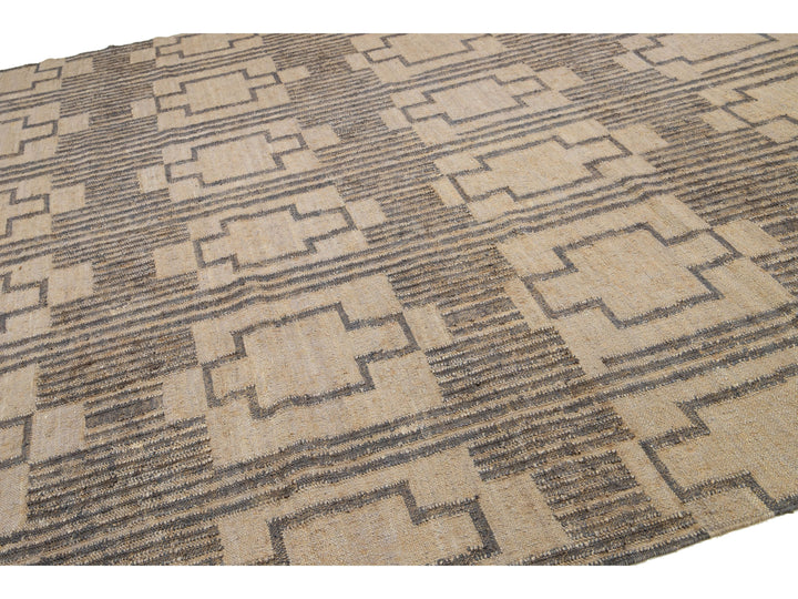 Modern Dhurrie Natural Jute Rug 11 X 14