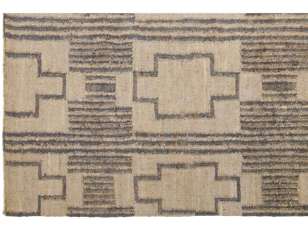 Modern Dhurrie Natural Jute Rug 11 X 14