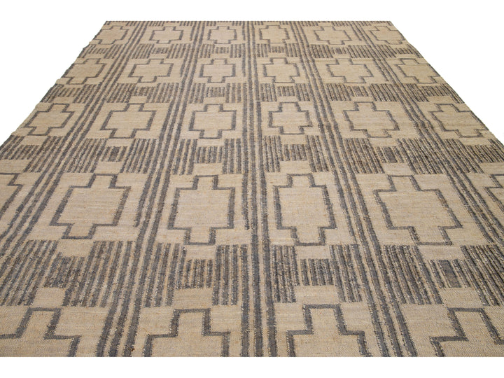 Modern Dhurrie Natural Jute Rug 11 X 14