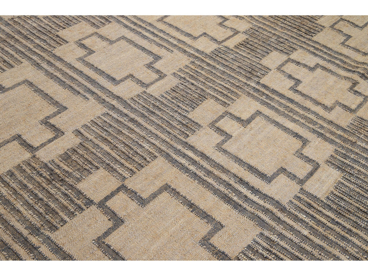 Modern Dhurrie Natural Jute Rug 11 X 14