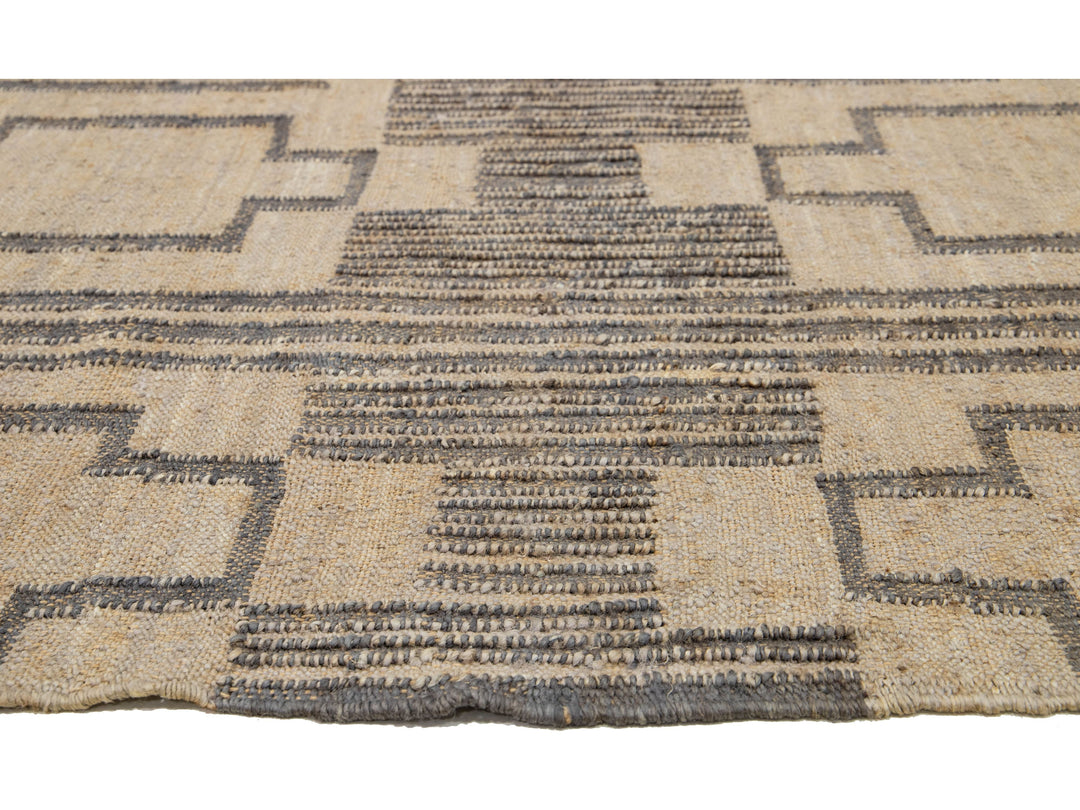 Modern Dhurrie Natural Jute Rug 11 X 14