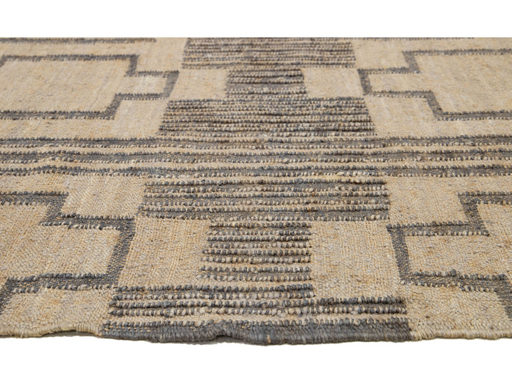 Modern Dhurrie Natural Jute Rug 11 X 14