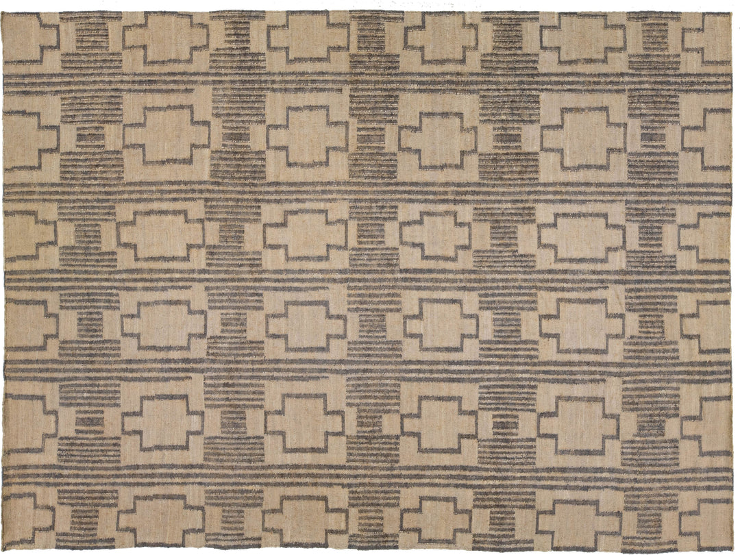 Modern Dhurrie Natural Jute Rug 11 X 14
