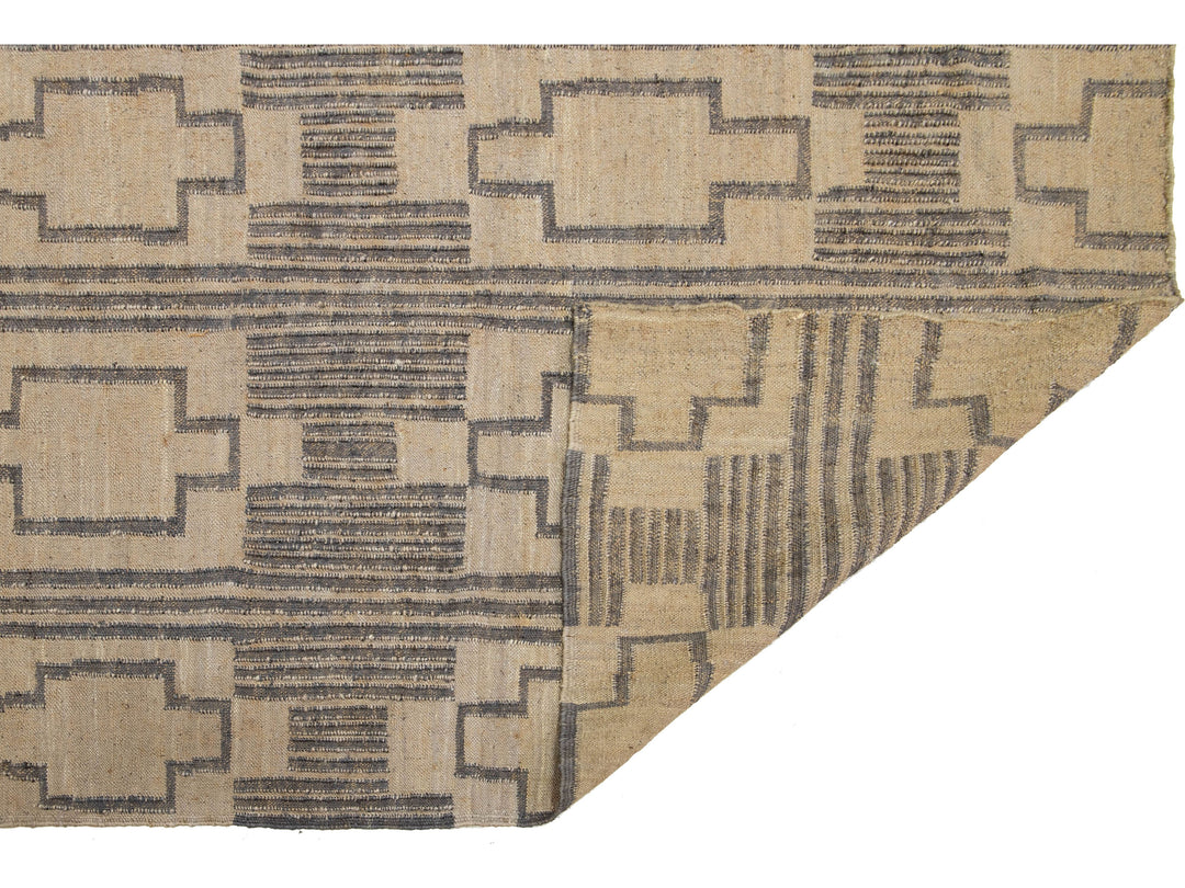 Modern Dhurrie Natural Jute Rug 12 X 15