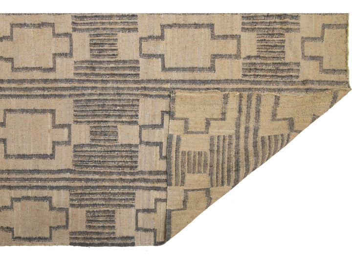 Modern Dhurrie Natural Jute Rug 12 X 15