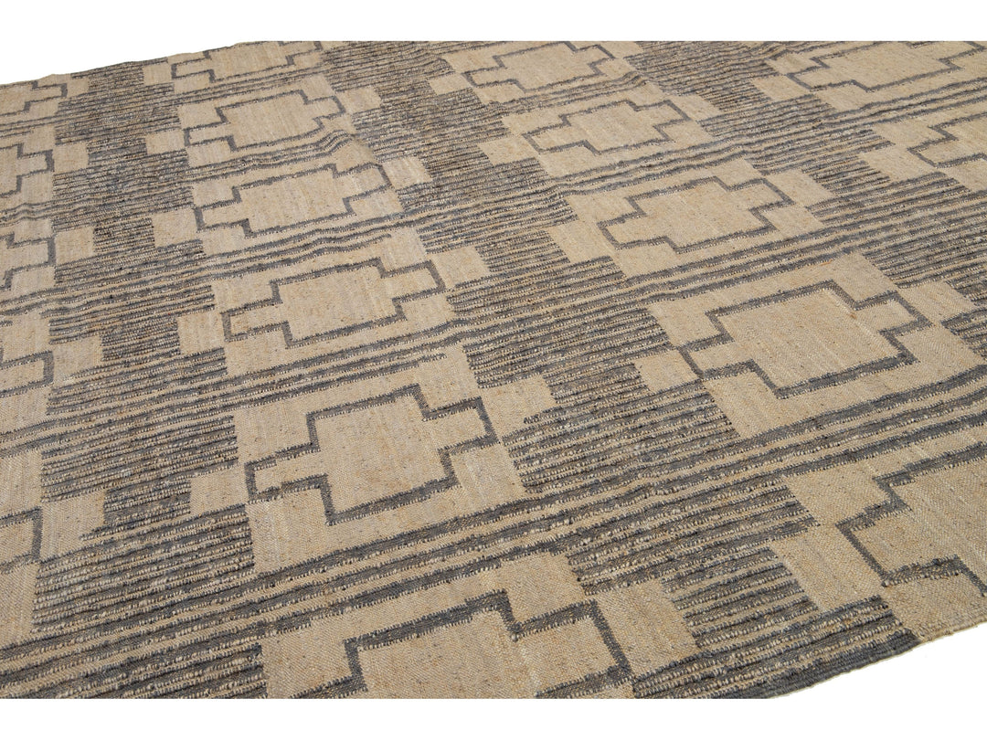 Modern Dhurrie Natural Jute Rug 12 X 15