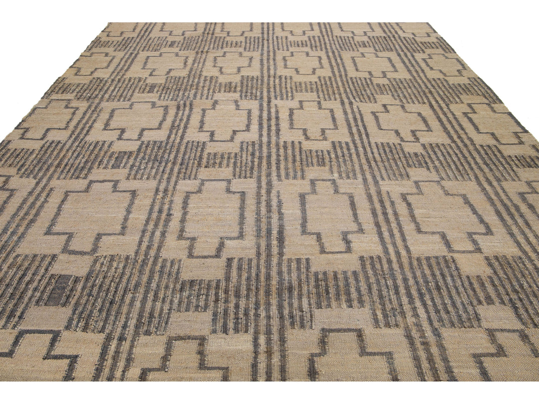 Modern Dhurrie Natural Jute Rug 12 X 15