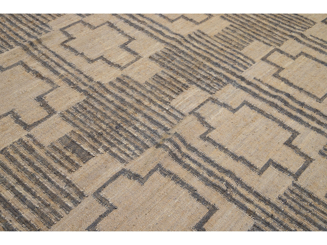 Modern Dhurrie Natural Jute Rug 12 X 15