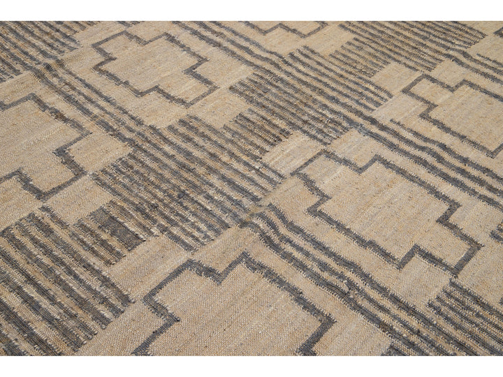Modern Dhurrie Natural Jute Rug 12 X 15