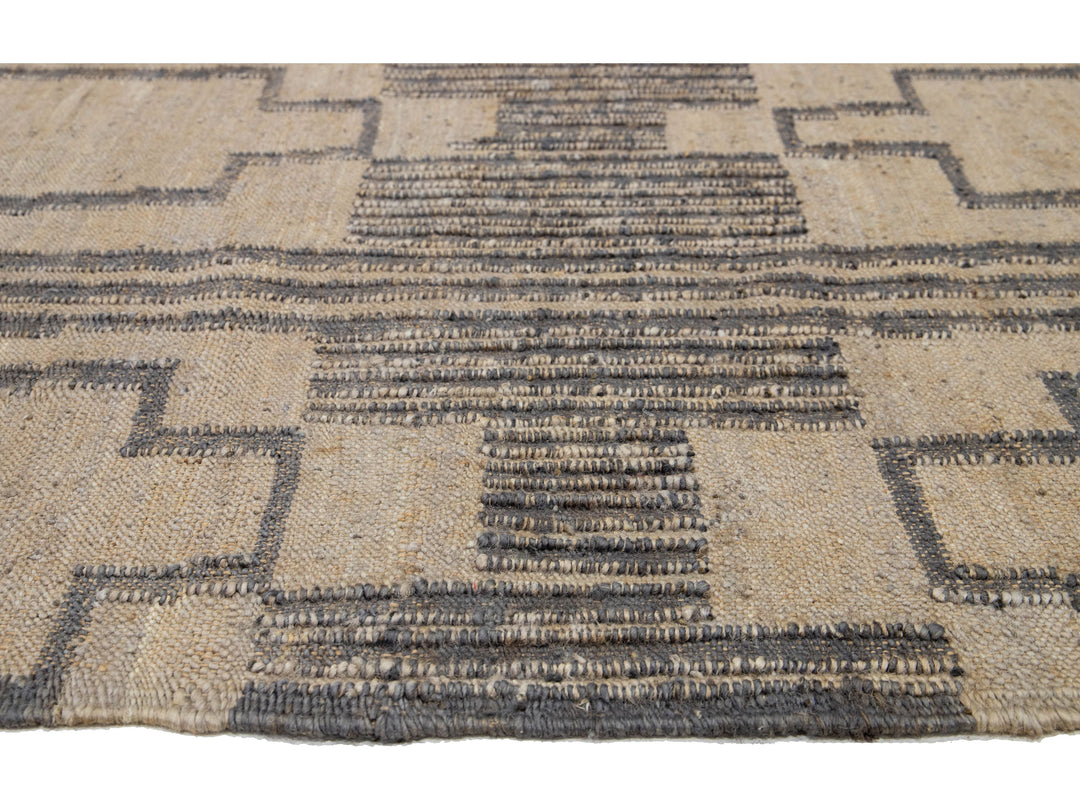 Modern Dhurrie Natural Jute Rug 12 X 15
