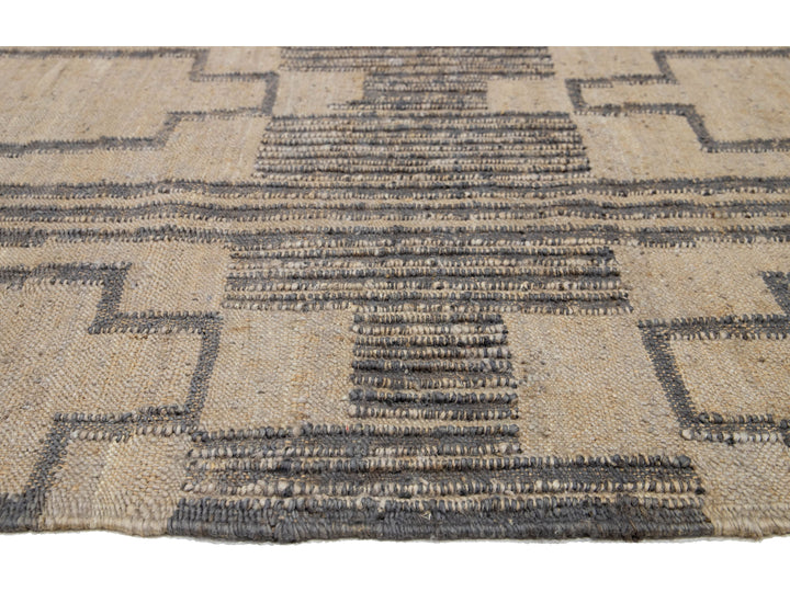 Modern Dhurrie Natural Jute Rug 12 X 15