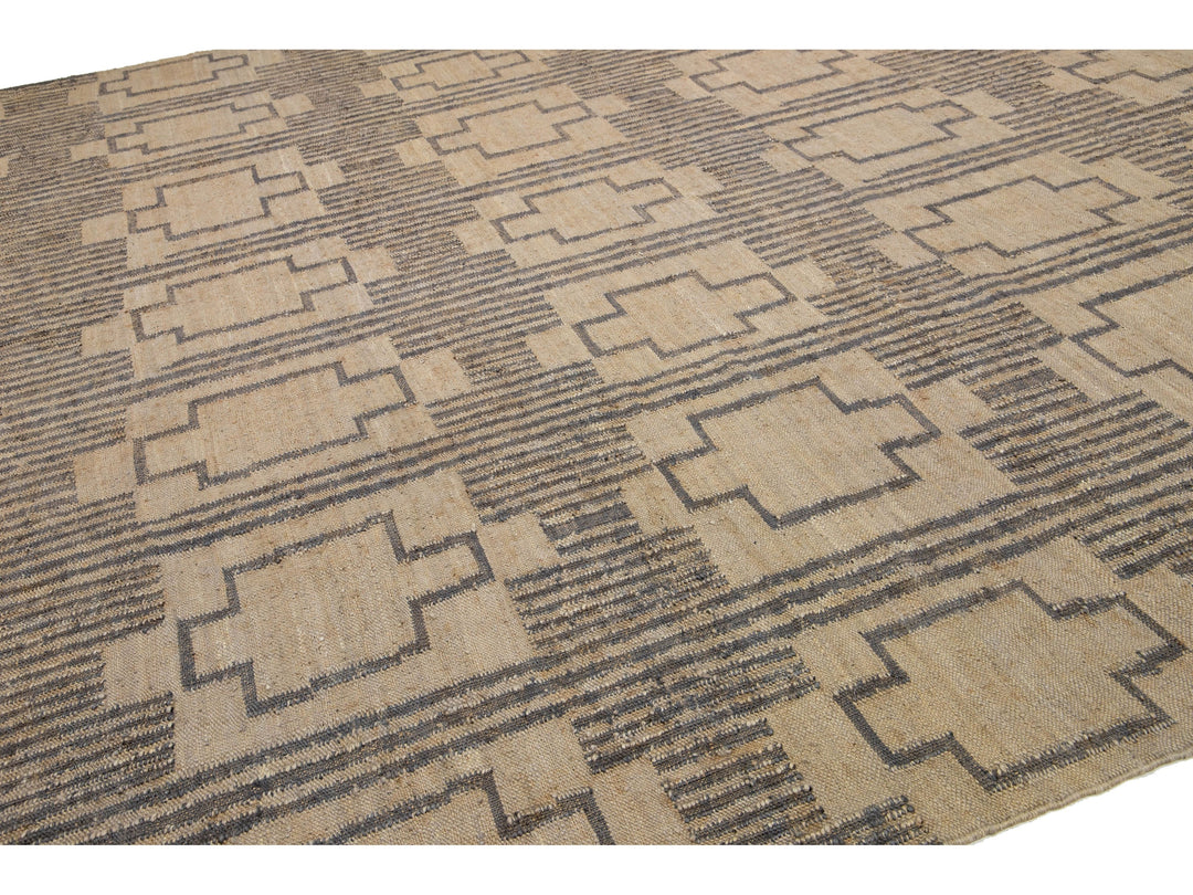 Modern Dhurrie Natural Jute Rug 13 X 16