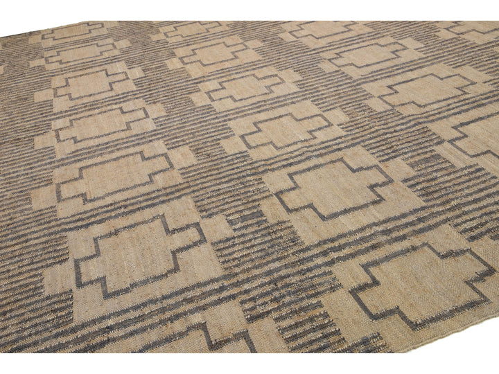Modern Dhurrie Natural Jute Rug 13 X 16