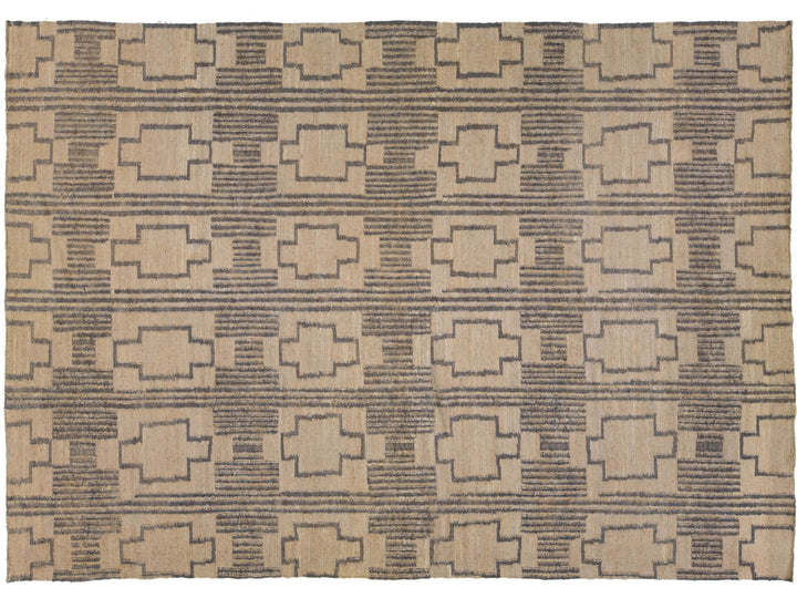 Modern Dhurrie Natural Jute Rug 12 X 15