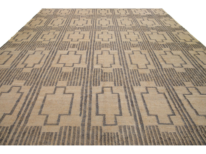 Modern Dhurrie Natural Jute Rug 13 X 16