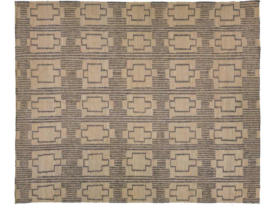 Modern Dhurrie Natural Jute Rug 13 X 16