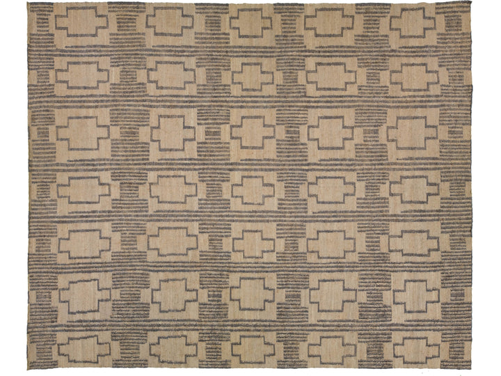 Modern Dhurrie Natural Jute Rug 13 X 16