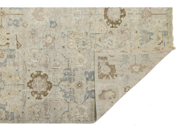 Modern Oushak Wool Rug 10 X 14
