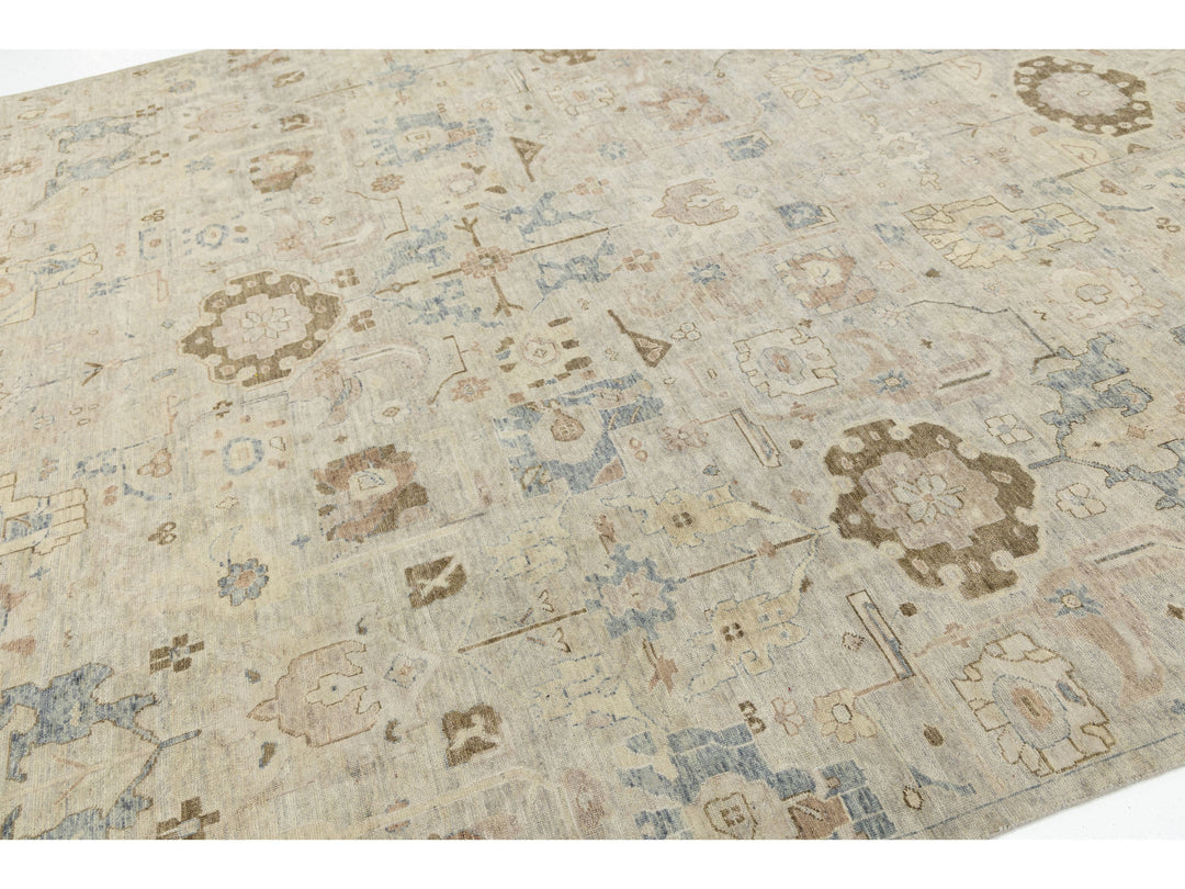 Modern Oushak Wool Rug 10 X 14